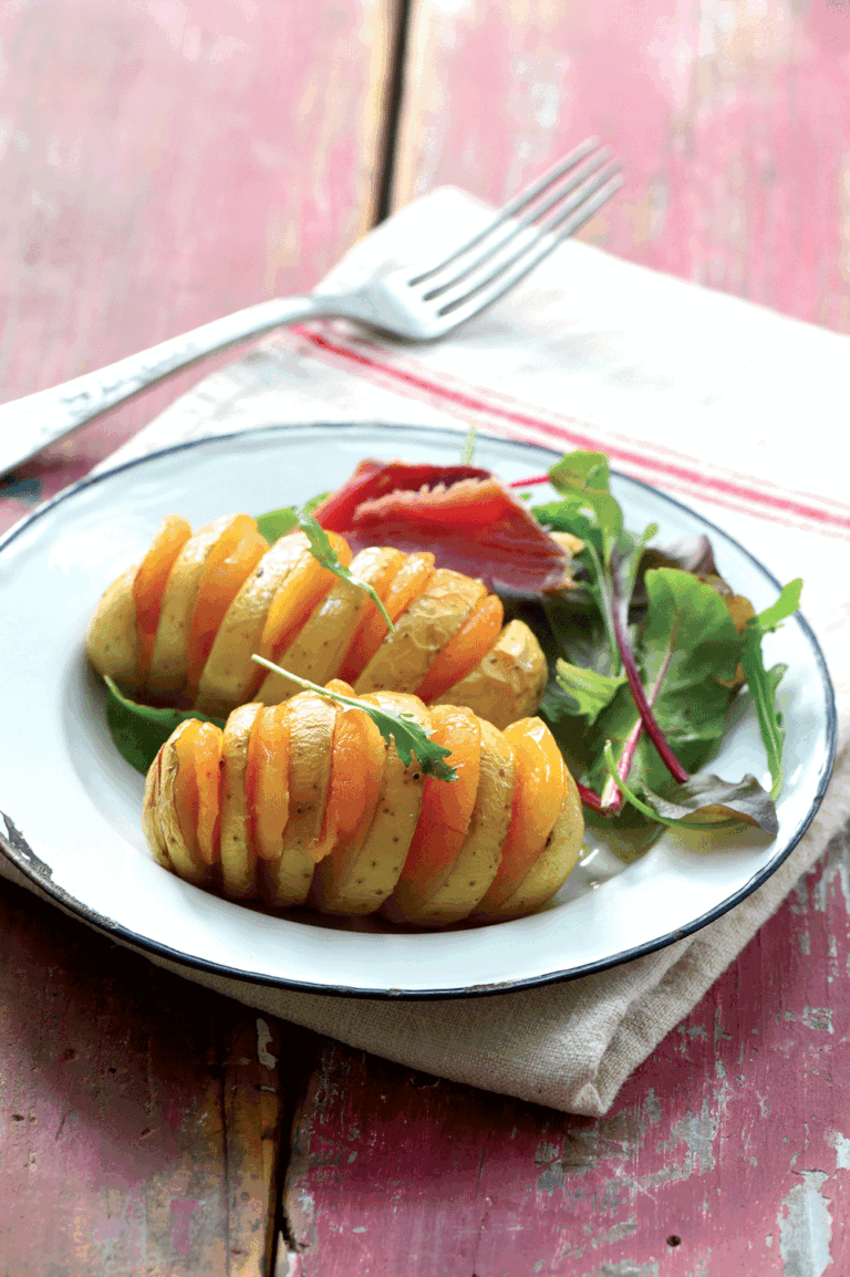 Suédoise de pommes de terre Princesse Amandine®, abricots secs confits, huile d'argan aux épices du Maroc